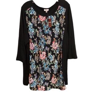 New Avenue Tunic Top Black Plus Size Bright Colors Flattering Size 22/24